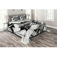 thumbnail image 1 of Ambesonne Retro Quilted Coverlet 3 Pcs, Jazz Band in New York, King Size, Black White, 1 of 2