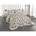 thumbnail image 1 of Ambesonne Retro Quilted Coverlet 3 Pcs, Watercolor Fir Cones Plot, King Size, Dark Rosewood and Sage Green, 1 of 4