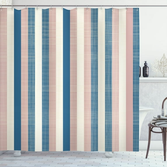 Ambesonne Retro Shower Curtain, Classical Stripes Art Vintage, 69"Wx70"L, Petrol Blue