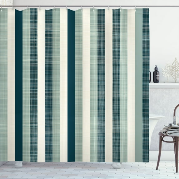 Ambesonne Retro Shower Curtain, Classical Stripes Art Vintage, 69"Wx75"L, Dark Teal