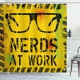 thumbnail image 1 of Ambesonne Retro Shower Curtain, Nerds at Work Grungy, 69"Wx70"L, Yellow Black Green, 1 of 3