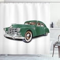 thumbnail image 1 of Ambesonne Retro Shower Curtain, Nostalgic Vintage Car Print, 69"Wx75"L, Forest Green and White, 1 of 3