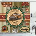 thumbnail image 1 of Ambesonne Retro Shower Curtain, Old Sixties Car Pop Art, 69"Wx75"L, Green Red Cream, 1 of 5