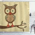 thumbnail image 1 of Ambesonne Retro Shower Curtain, Owl Sitting on Branch, 69"Wx70"L, Brown Cream Teal, 1 of 5