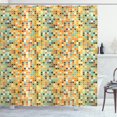 thumbnail image 1 of Ambesonne Retro Shower Curtain, Small Geometric Ornament Art, 69"Wx84"L, Dark Orange Almond Green, 1 of 4