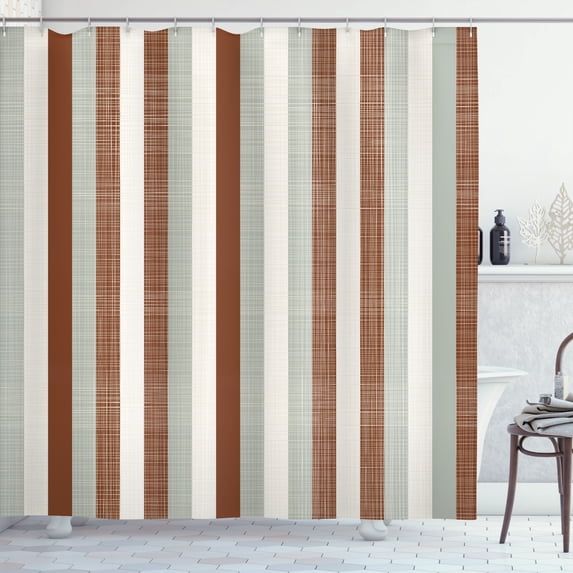Ambesonne Retro Shower Curtain, Stripes Classic Pattern Print, 69"Wx84"L, Cinnamon Ivory