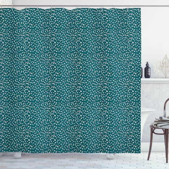 Ambesonne Retro Shower Curtain, Wild Cat Skin Ornament Art, 69"Wx75"L, Pale Petrol Blue White