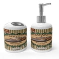 thumbnail image 1 of Ambesonne Retro Soap Dispenser & Toothbrush Holder Set, Old Sixties Car Pop Art, 2 Pcs, Green Red Cream, 1 of 6