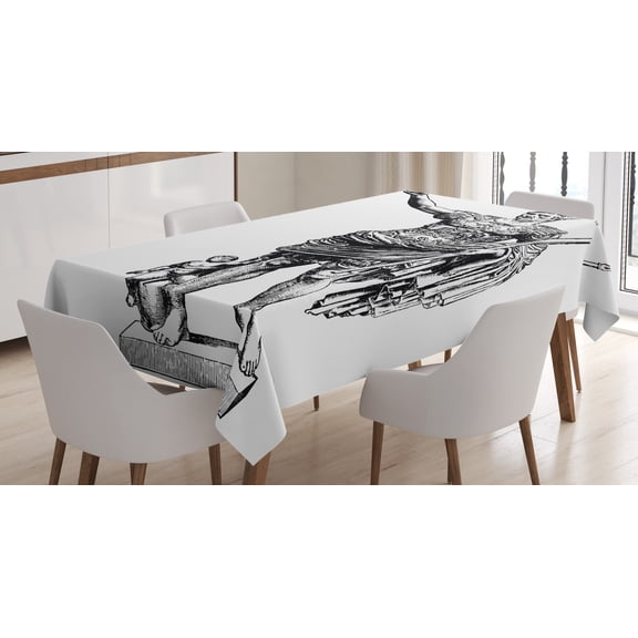 Ambesonne Retro Tablecloth Rectangular Table Cover, Antique King, 60"x84", Black White
