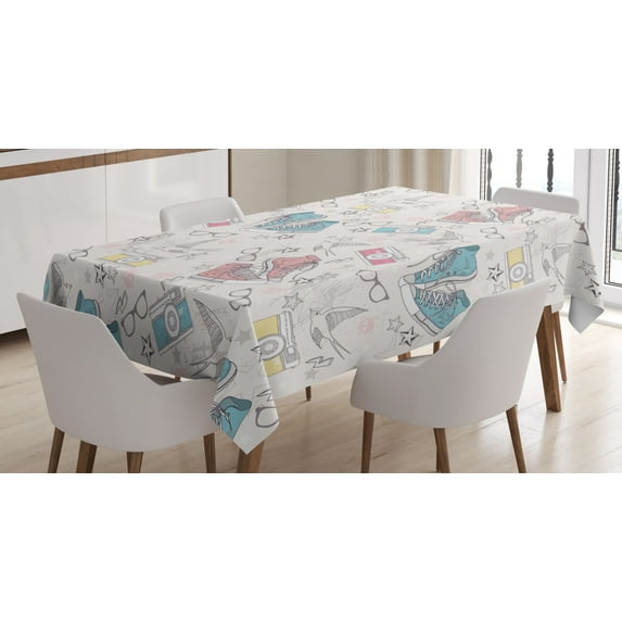Ambesonne Retro Tablecloth Rectangular Table Cover, Grunge Teen Accessories, 52"x70", Multicolor