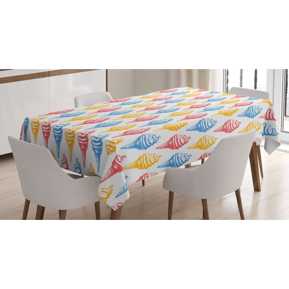 Ambesonne Retro Tablecloth Rectangular Table Cover, Ice Cream Cones 50s Time, 60"x90", Multicolor