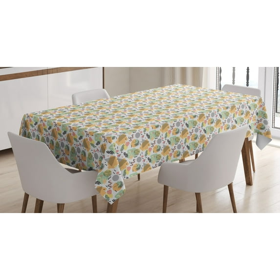 Ambesonne Retro Tablecloth Rectangular Table Cover, Memphis Style Motifs, 52"x70", Multicolor