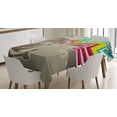 thumbnail image 1 of Ambesonne Retro Tablecloth Rectangular Table Cover, Radio Party with Zig Zag, 52"x70", Pale Grey and White, 1 of 4