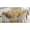thumbnail image 1 of Ambesonne Retro Tablecloth Rectangular Table Cover, Village Town Houses Roofs, 60"x84", Reseda Green Sand Brown, 1 of 3