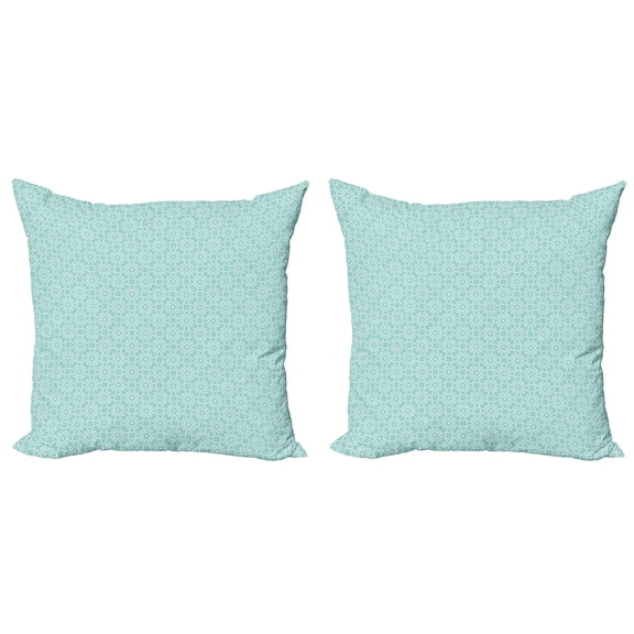 Ambesonne Retro Throw Pillow Cover 2 Pack, Aqua Celtic Patterns, 16", Blue White