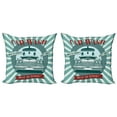 thumbnail image 1 of Ambesonne Retro Throw Pillow Cover 2 Pack, Car Wash Sign Commercial, 16", Red Teal, 1 of 6