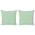 thumbnail image 1 of Ambesonne Retro Throw Pillow Cover 2 Pack, Checked Pattern Lines, 24", Green and Cream, 1 of 2