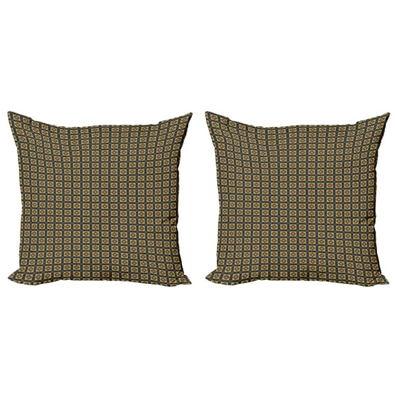 Ambesonne Retro Throw Pillow Cover 2 Pack, Checkered Floral, 24", Multicolor