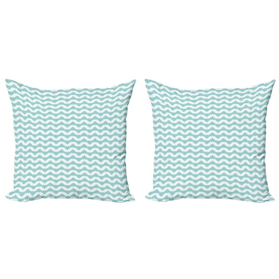 Ambesonne Retro Throw Pillow Cover 2 Pack, Chevron Snowy Mountaintop, 18", Pale Blue White