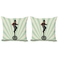 thumbnail image 1 of Ambesonne Retro Throw Pillow Cover 2 Pack, Citrus Man on Monowheel Art, 20", Eggshell Pale Green, 1 of 7