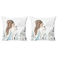 thumbnail image 1 of Ambesonne Retro Throw Pillow Cover 2 Pack, Dandelion Flower Spring, 20", Warm Taupe and Blue, 1 of 2