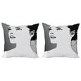 thumbnail image 1 of Ambesonne Retro Throw Pillow Cover 2 Pack, Digital Girl, 18", Black Grey, 1 of 7