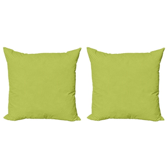 Ambesonne Retro Throw Pillow Cover 2 Pack, Geometric Nostalgic Motif, 24", Lime Green Pastel Yellow