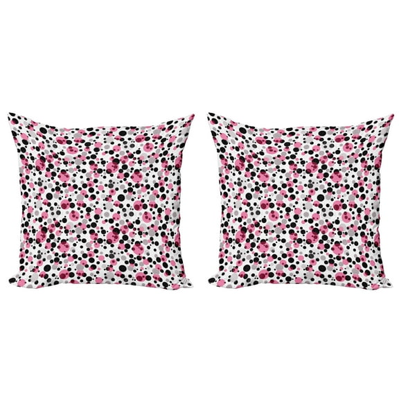 Ambesonne Retro Throw Pillow Cover 2 Pack, Grunge Spotty Pattern, 18", Multicolor