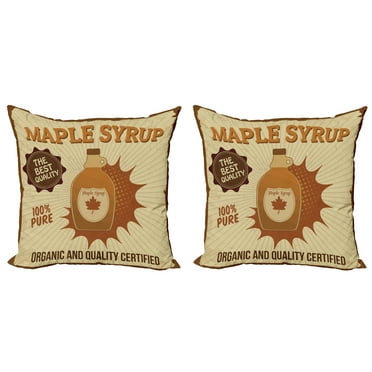 Ambesonne Retro Throw Pillow Cover 2 Pack, Maple Syrup with Stripes, 18", Pale Brown Beige