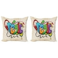 thumbnail image 1 of Ambesonne Retro Throw Pillow Cover 2 Pack, Music Graffiti Hip Hop, 20", Multicolor, 1 of 7