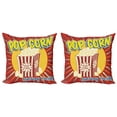 thumbnail image 1 of Ambesonne Retro Throw Pillow Cover 2 Pack, Pop Corn Movie Snack, 24", Multicolor, 1 of 6