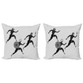 thumbnail image 1 of Ambesonne Retro Throw Pillow Cover 2 Pack, Spartan Runners Body, 16", Pale Grey Black, 1 of 7