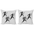 thumbnail image 1 of Ambesonne Retro Throw Pillow Cover 2 Pack, Spartan Runners Body, 18", Pale Grey Black, 1 of 7