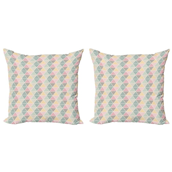 Ambesonne Retro Throw Pillow Cover 2 Pack, Triangle Zig Zag Crackles, 20", Multicolor