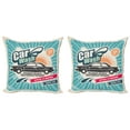 thumbnail image 1 of Ambesonne Retro Throw Pillow Cover 2 Pack, Vintage Car Repair Artwork, 24", Multicolor, 1 of 7