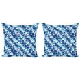 thumbnail image 1 of Ambesonne Retro Throw Pillow Cover 2 Pack, Vintage Mosaics Squares, 20", Pale Blue Dark Blue, 1 of 2