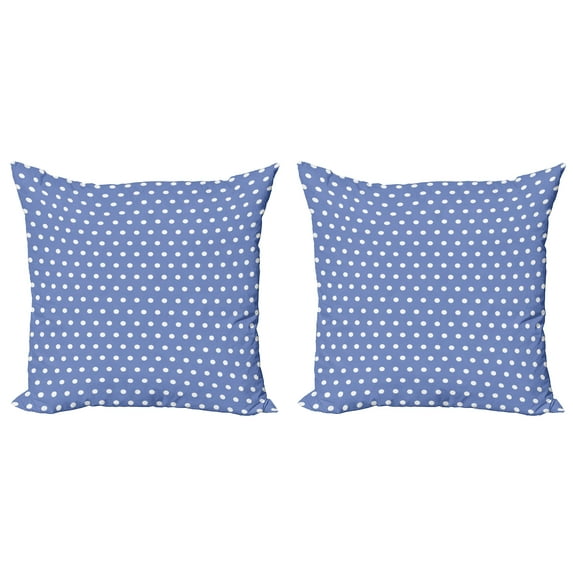 Ambesonne Retro Throw Pillow Cover 2 Pack, White Classic Polka Dots, 24", Violet Blue White