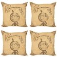 thumbnail image 1 of Ambesonne Retro Throw Pillow Cover 4 Pack, Adventure Words, 18", Sand Brown Black, 1 of 6