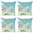 thumbnail image 1 of Ambesonne Retro Throw Pillow Cover 4 Pack, Aircraft Pop Art, 20", Pale Blue Yellow, 1 of 5