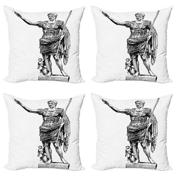 Ambesonne Retro Throw Pillow Cover 4 Pack, Antique King, 20", Black White