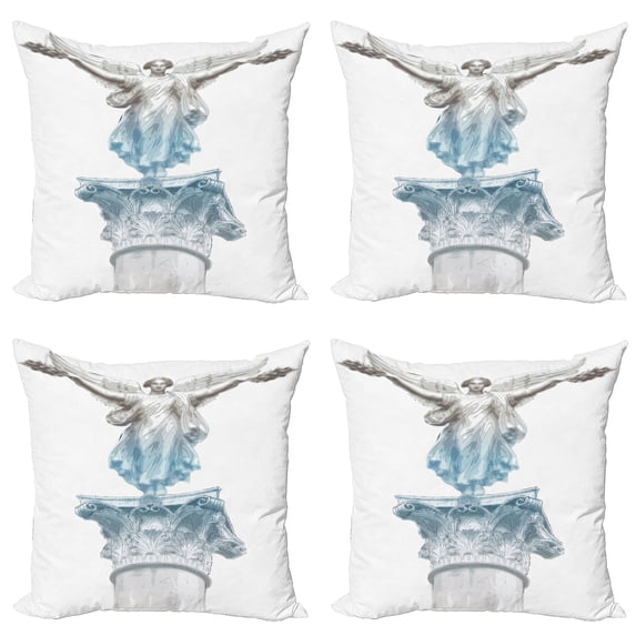 Ambesonne Retro Throw Pillow Cover 4 Pack, Antique Muse, 24", Pale Blue Umber