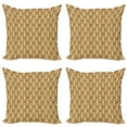 thumbnail image 1 of Ambesonne Retro Throw Pillow Cover 4 Pack, Art Deco Prehistoric Flower, 24", Beige and Caramel, 1 of 2