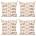 thumbnail image 1 of Ambesonne Retro Throw Pillow Cover 4 Pack, Bohemian Colorful Feathers, 20", Eggshell and Multicolor, 1 of 2