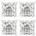 thumbnail image 1 of Ambesonne Retro Throw Pillow Cover 4 Pack, Cartoon Sketchy Music Box, 18", Black and White, 1 of 7
