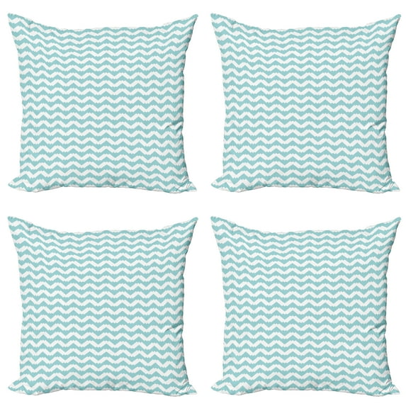 Ambesonne Retro Throw Pillow Cover 4 Pack, Chevron Snowy Mountaintop, 16", Pale Blue White