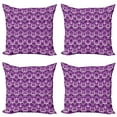 thumbnail image 1 of Ambesonne Retro Throw Pillow Cover 4 Pack, Circles and Squares Urban, 18", Lilac Purple, 1 of 5