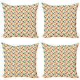 thumbnail image 1 of Ambesonne Retro Throw Pillow Cover 4 Pack, Diagonally Striped Squares, 24", Marigold Scarlet, 1 of 2