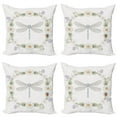 thumbnail image 1 of Ambesonne Retro Throw Pillow Cover 4 Pack, Farm Life Theme Dragonfly, 16", Lilac Green, 1 of 5