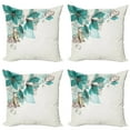 thumbnail image 1 of Ambesonne Retro Throw Pillow Cover 4 Pack, Flowers Buds Leaf, 16", Teal Pale Green, 1 of 6