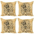 thumbnail image 1 of Ambesonne Retro Throw Pillow Cover 4 Pack, Gramophone Rose Petals, 16", Orange Black, 1 of 7